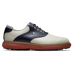 FootJoy Traditions Spikeless Golf Shoes - Cream / Navy