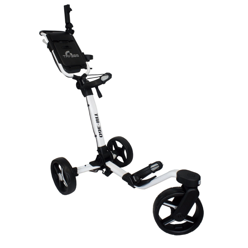 AXGLO Tri-360 Three Wheel Ultra Compact Foldable Aluminium Golf Push Cart